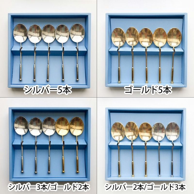 バドミントン ラケット形スプーン 5本セット 箱入り 新潟燕BRS-5-箱入り